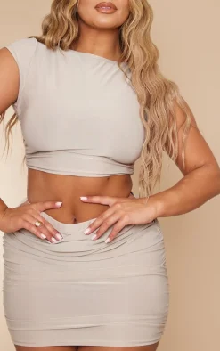 Shape Stone Slinky Ruched Side Mini Skirt