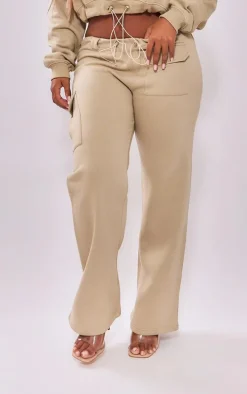 Shape Stone Toggle Waist Pocket Detail Wide Leg Sweatpants