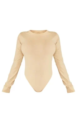 Shape Stone Washed Cotton Long Sleeve Crew Neck Bodysuit