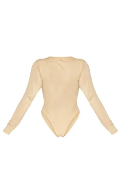 Shape Stone Washed Cotton Long Sleeve Crew Neck Bodysuit