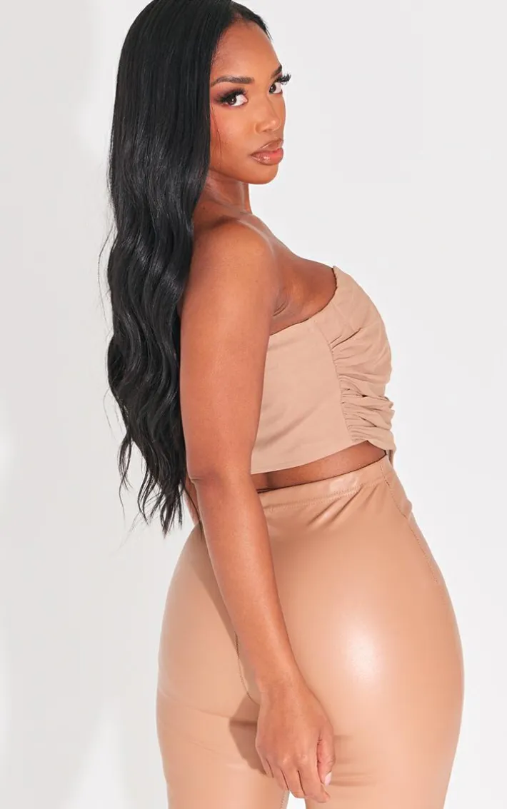 Shape Taupe Chiffon Ruched Corset Crop Top