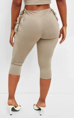 Shape Taupe Cotton Tie Detail Capri Leggings