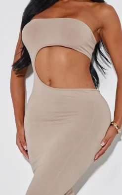 Shape Taupe Seamless Cut Out Bandeau Maxi Dress