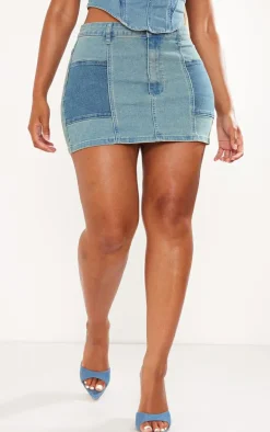 Shape Vintage Light Wash Denim Micro Mini Skirt