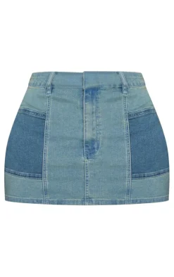 Shape Vintage Light Wash Denim Micro Mini Skirt
