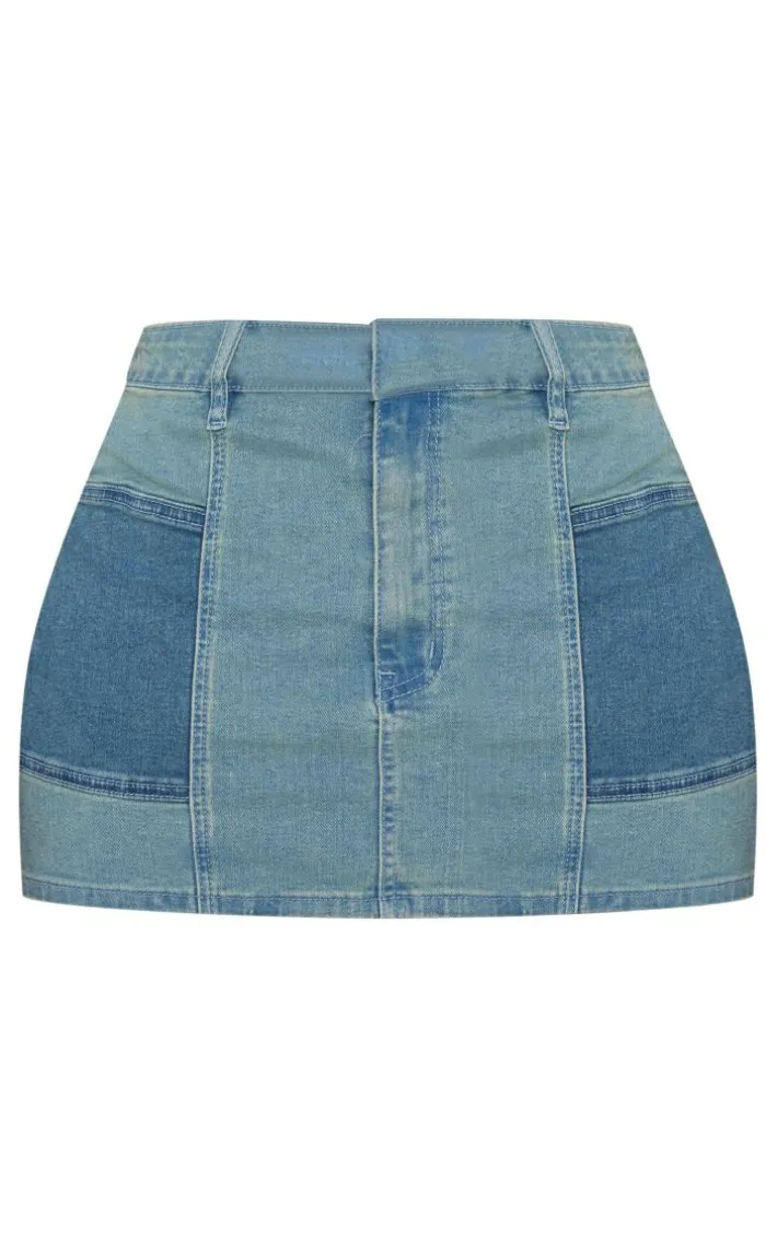 Shape Vintage Light Wash Denim Micro Mini Skirt