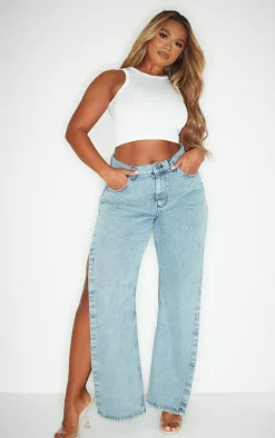 Shape Vintage Light Wash Extreme Split Detail Jeans