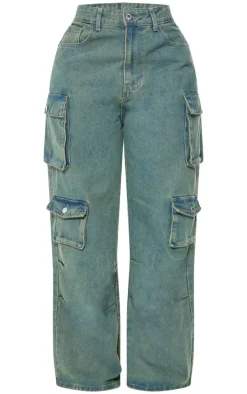 Shape Vintage Wash Denim Pocket Detail Cargo Jeans