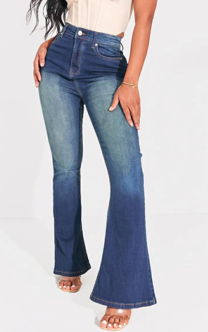 Shape Vintage Wash High Waist Skinny Flared Jeans