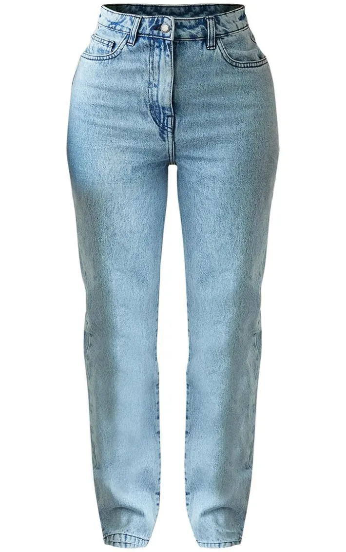 Shape Vintage Wash Lace Up Detail Straight Leg Jeans