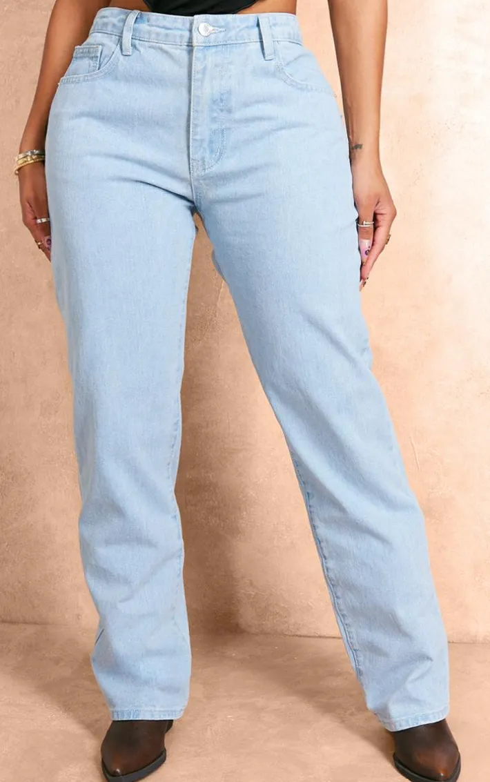 Shape Washed Blue Denim Star Embossed Bum Detail Jeans