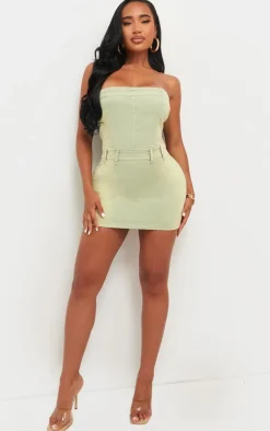 Shape Washed Green Denim Bandeau Dress