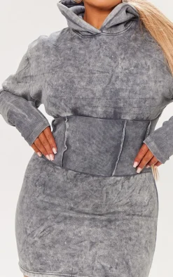 Shape Washed Grey Sweat Corset Detail Sweater Dress