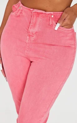 Shape Washed Red Denim Low Rise Flare Jeans