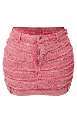 Shape Washed Red Distressed Denim Mini Skirt