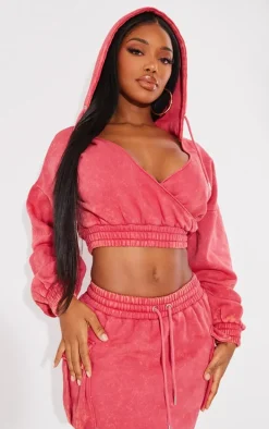 Shape Washed Red Sweat Wrap Hoodie