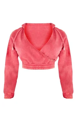 Shape Washed Red Sweat Wrap Hoodie