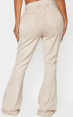 Shape Washed Stone Denim Eyelet Detail Flare Jeans