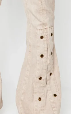 Shape Washed Stone Denim Eyelet Detail Flare Jeans