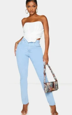 Shape White Chiffon Ruched Corset Crop Top