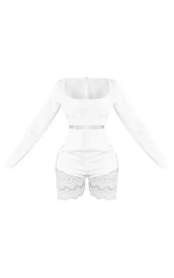 Shape White Corset Under Bust Lace Trim Unitard