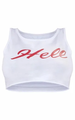 Shape White Cotton Hell Graphic Extreme Crop Top