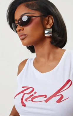 Shape White Cotton Rich Graphic Extreme Crop Top