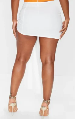 Shape White Crinkle Tie Mini Skirt