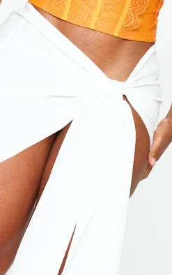 Shape White Crinkle Tie Mini Skirt