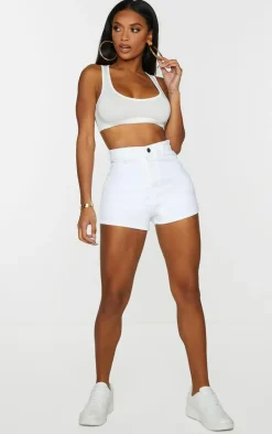 Shape White Disco Denim Mini Shorts