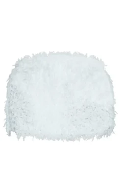 Shape White Feather Effect Micro Mini Skirt