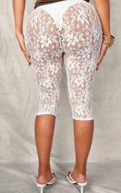 Shape White Lace Capri Leggings