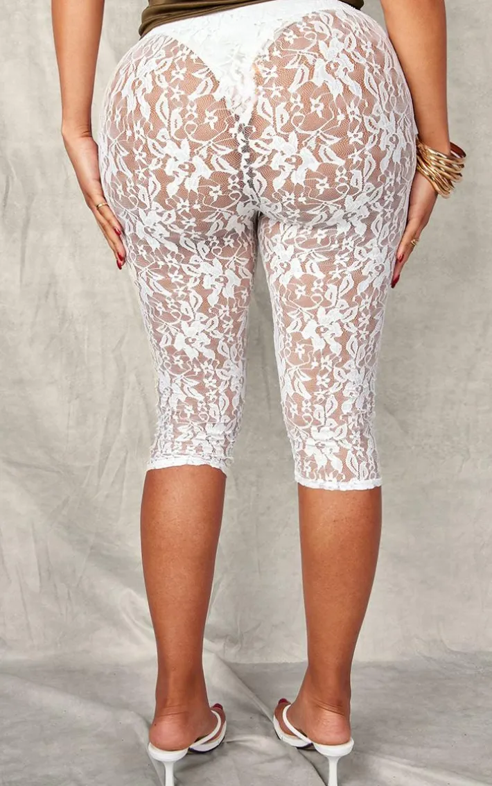 Shape White Lace Capri Leggings