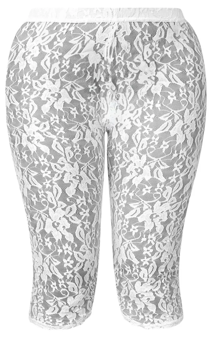 Shape White Lace Capri Leggings