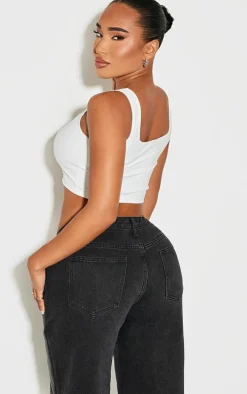 Shape White Logo Crop Top