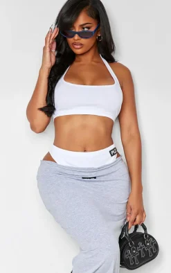 Shape White Ribbed Halterneck Bralet