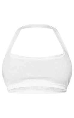 Shape White Ribbed Halterneck Bralet