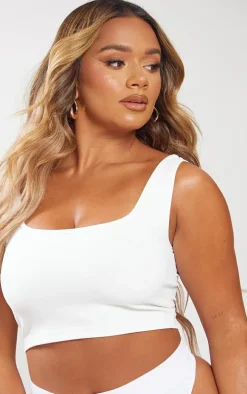 Shape White Sculpted Scoop Neck Crop Top