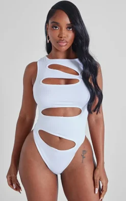 Shape White Sculpted Slash Front Bodysuit