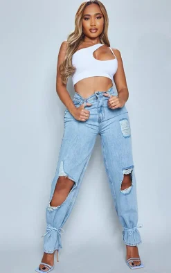 Shape White Slinky Cut Out Asymmetric Crop Top