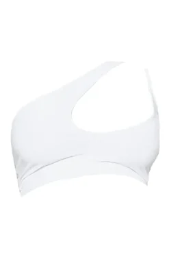 Shape White Slinky Cut Out Asymmetric Crop Top