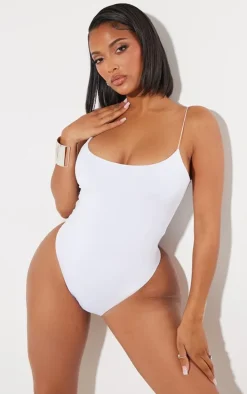 Shape White Slinky Spaghetti Strap Bodysuit
