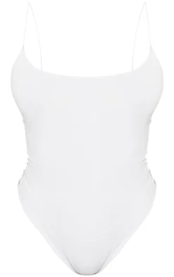 Shape White Slinky Spaghetti Strap Bodysuit