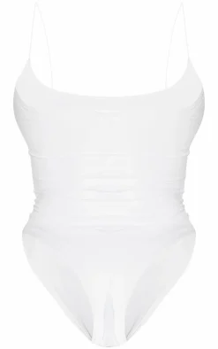 Shape White Slinky Spaghetti Strap Bodysuit