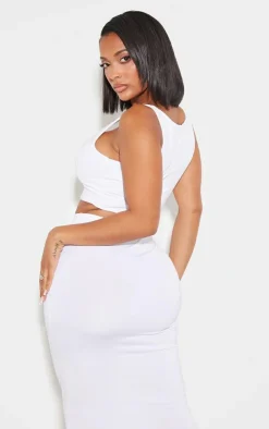 Shape White Slinky Square Neck Crop Top