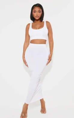 Shape White Slinky Square Neck Crop Top