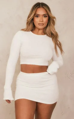 Shape White Soft Rib Long Sleeve Top