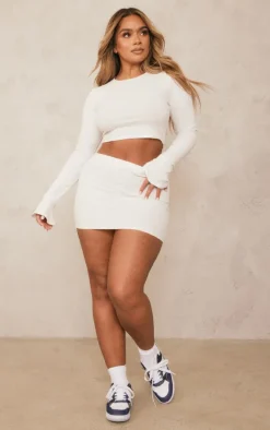 Shape White Soft Rib Long Sleeve Top