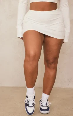 Shape White Soft Rib Mini Skirt