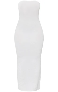 Shape White Textured Bandeau Midaxi Dress